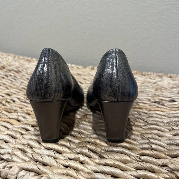 Antonio Melani Shoes Women 7.5 Silver Claire Leather High Heel Platform Wedge‎ - Picture 6 of 10